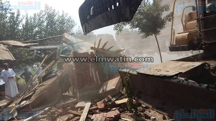 بالصور.. إزالة التعديات على نهر النيل ببنها
