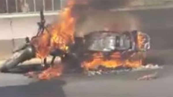 حريق دراجة بخارية