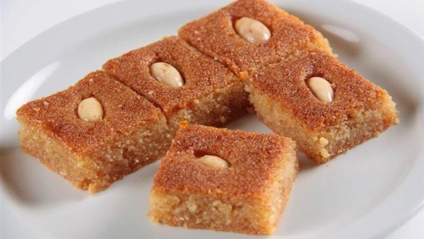 عمل البسبوسة بالكريمة