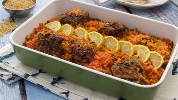 عمل طاجن السمك بالفريك