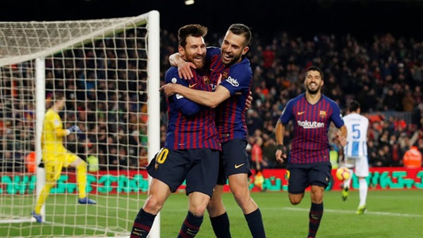 ميسي ولاعبي برشلونه