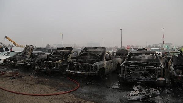 حريق في جراج سيارات